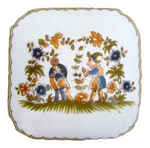 Large Quimper Style Limoges Porcelain Trinket / Vanity Box