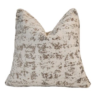 Double-Sided White and Silver Silk Velvet Square Pillow For Sale