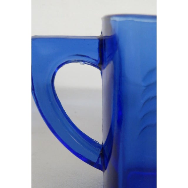 Blue Mid 20th Century Hazel Atlas Cobalt Blue Glass Sugar Bowl and Creamer Set Chevron Pattern For Sale - Image 8 of 14