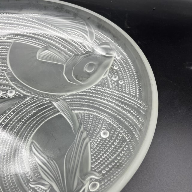 Frosted Pressed Glass Cup with Carp Fish Decoration by Pierre Davesn, 1930s For Sale - Image 14 of 18