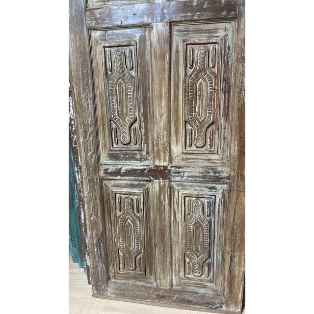 1920s Vintage Hand-Carved Indian Door – Rustic Statement Hinged or Sliding Barn Door Panel 80 For Sale - Image 5 of 6