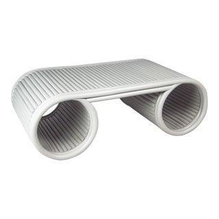 Painted Rattan Cocktail Table For Sale