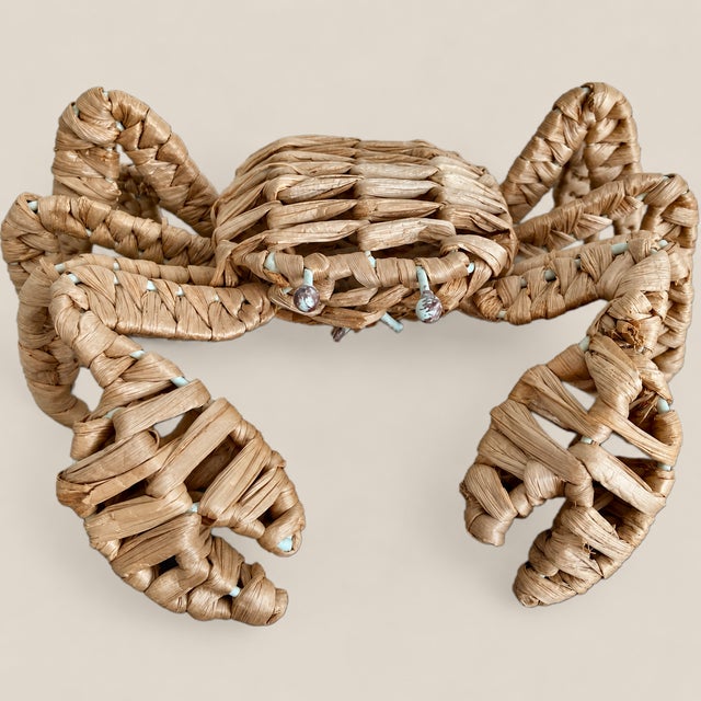 Offered is a darling vintage hand made wicker coastal crab. Perfect to adorn any coastal home, it was acquired from an...