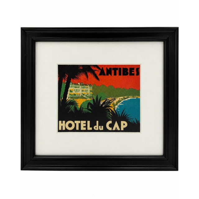White Vintage Hotel Du Cap Antibes France Framed Hotel Luggage Label For Sale - Image 8 of 9