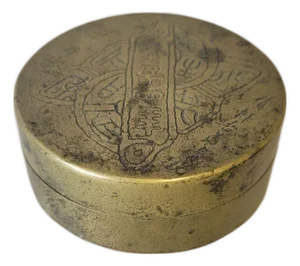 Antique Chinese Brass Scholar's Ink Box With Export Seal