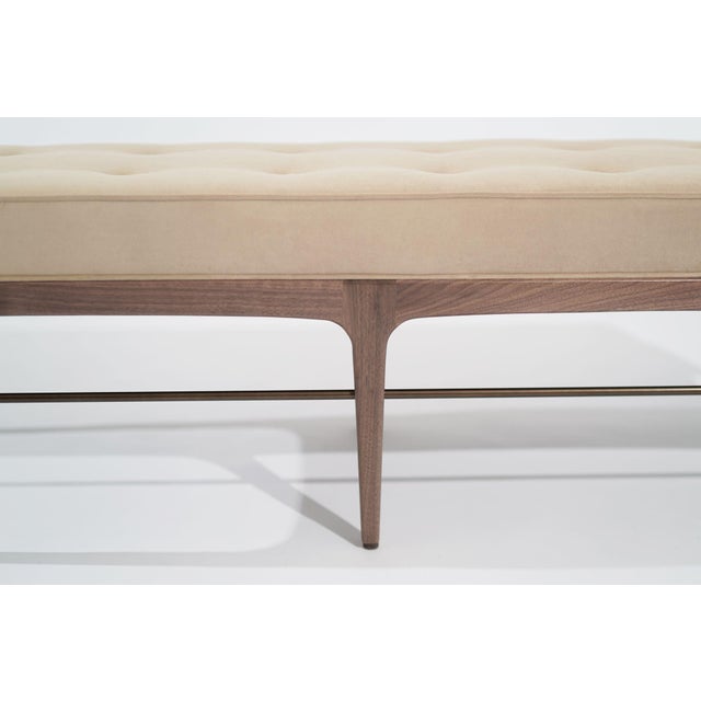 Tan Linear Bench in Natural Wanut Series 60 by Stamford Modern For Sale - Image 8 of 18