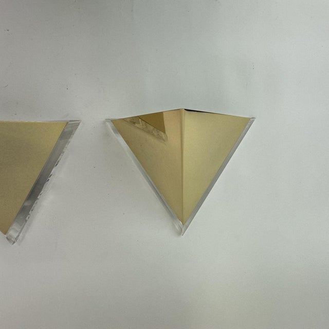 Gold Vintage Acrylic Wall Lamps in Gold, 1970s, Set of 2 For Sale - Image 8 of 18