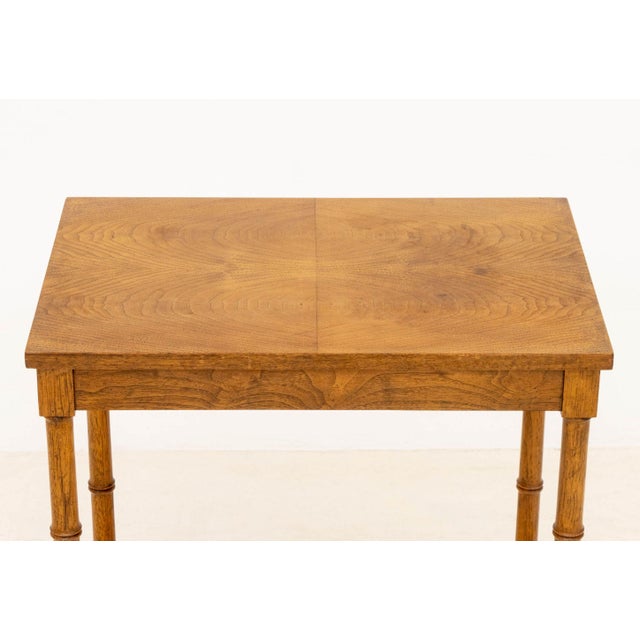 Modern Modern Faux Bamboo Oak Side Table For Sale - Image 3 of 7