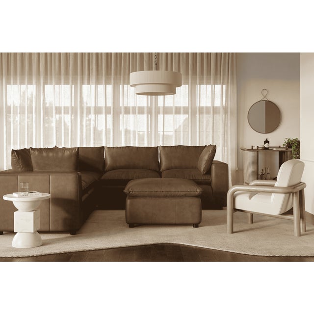 Brown Cali Brown Leather Modular L-Sectional For Sale - Image 8 of 9