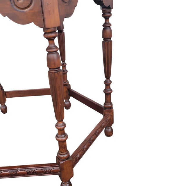 1940s Vintage American Cherry Center Table Carved Traditional For Sale In Philadelphia - Image 6 of 17