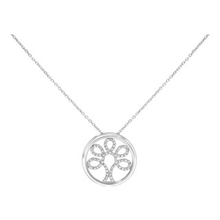 .925 Sterling Silver 1/10 Cttw Diamond Tree of Life Pendant Necklace (I-J Color, I3 Clarity) For Sale