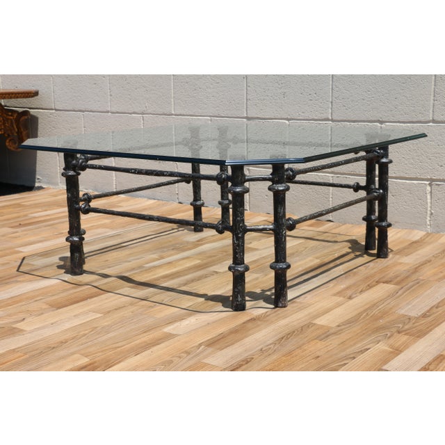 Vintage Giacometti Style Brutalist Sculptural Metal & Glass Coffee Table, 1970s For Sale - Image 16 of 18