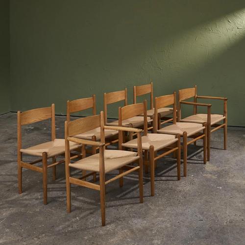 Model CH36 and CH37 Dining Chairs in Oak and Papercord by Hans J. Wegner for Carl Hansen, Denmark, 1960s, Set of 8 For Sale - Image 16 of 16