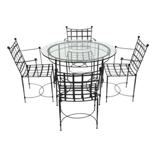 Mario Papperzini for Janus Et Cie Iron Outdoor Dining Set, Table & 4 Chairs, Attributed For Sale