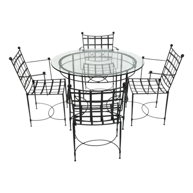 Mario Papperzini for Janus Et Cie Iron Outdoor Dining Set, Table & 4 Chairs, Attributed For Sale