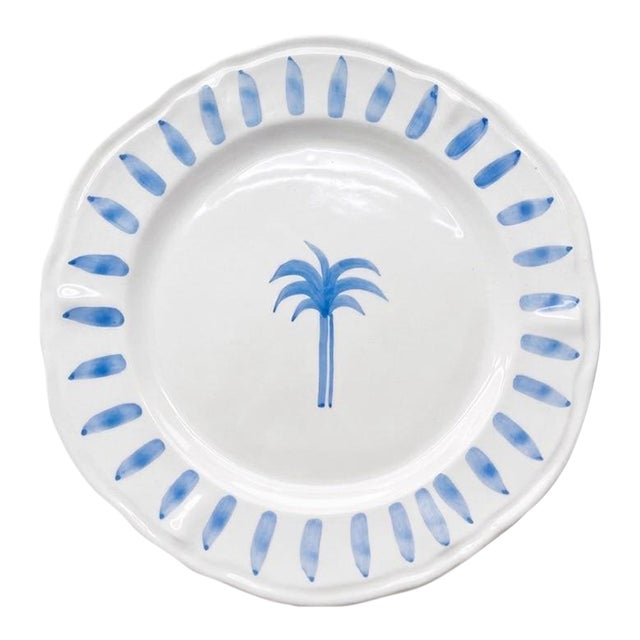 Les-Ottomans Italian Ceramic Palm Tree Dinner Plate For Sale