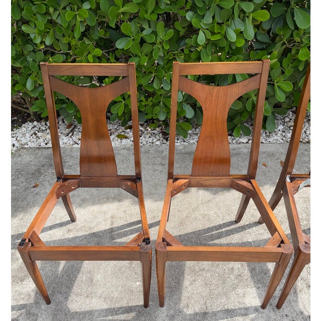 Mid 20th Century Vintage Mid-Century Walnut Dining Chairs for Restoration, Set of 4 For Sale - Image 5 of 15