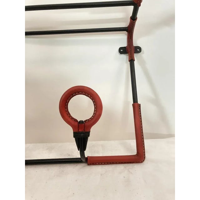 Black Coat Rack in Leather by Jacques Adnet, 1950s For Sale - Image 8 of 10