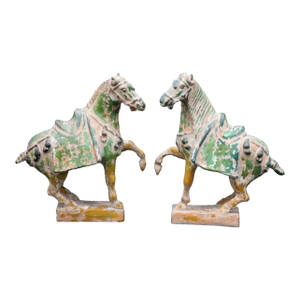 Early 20th Century Chinese Sancai Glazed Tang Style Tomb Horses—A Pair