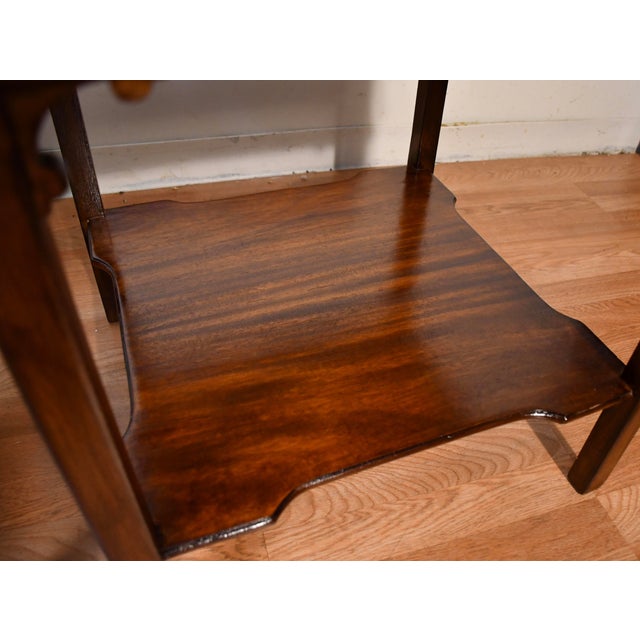 1930s Pair of English Regency Mahogany Green Leather Top Accent Side Tables For Sale - Image 10 of 18
