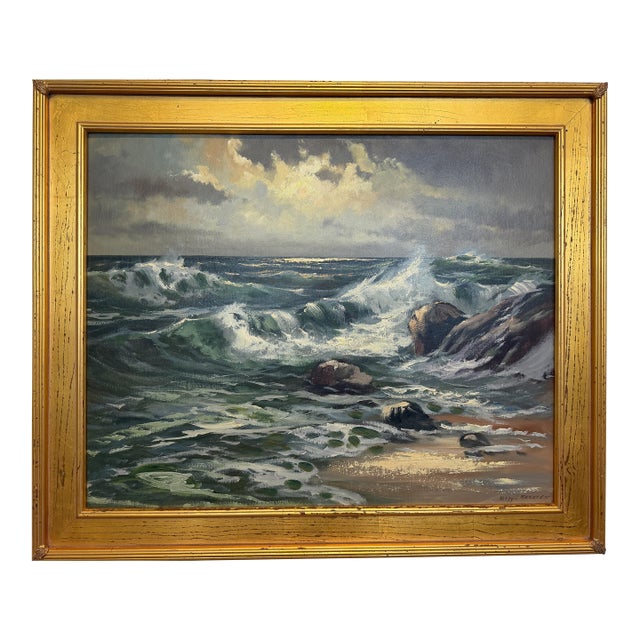 Vintage Original Maritime Oil Painting – Signed Mody Kersten (German) Seascape For Sale