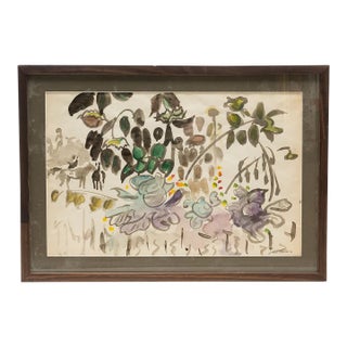 Late 20th Century Joseph B. O’Sickey Floral Landscape With Horse, Ink & Watercolor, Signed For Sale