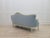 1970s 1970s Sky Blue Tufted French Provincial Sofa | Hand-Painted Floral Trim, Louis XV Style Settee For Sale - Image 5 of 12