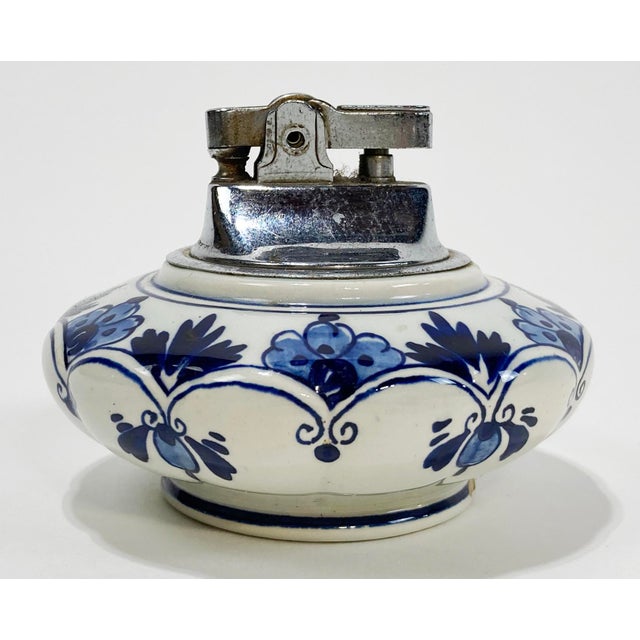 Vintage Porcelain Hand-Painted Delft Table Lighter | Chairish