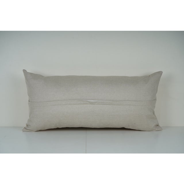 1990s Peacock Suzani Pillow Cover – Hand Embroidered Floral Lumbar Cushion, 16'' X 34'' For Sale - Image 5 of 5