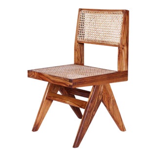 Jeanneret Dining Armless Chair in Natural Teak For Sale