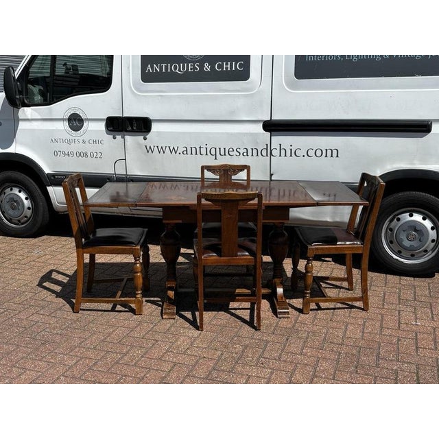 Extendable Draw Leaf Table and Chairs, Set of 5 For Sale - Image 11 of 14