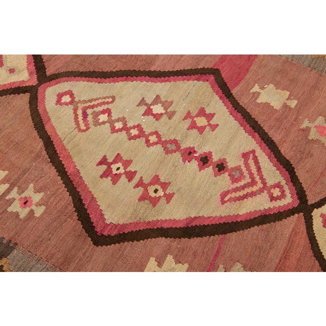 Textile 1960s Vintage Turkish Kilim Rust Handmade Tribal Wool Rug For Sale - Image 7 of 10