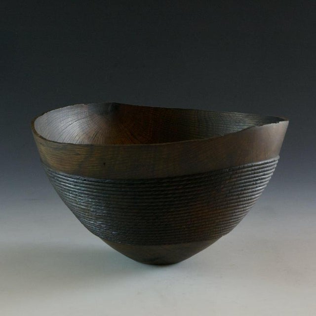 Rope Bowl in Oak Oxides Wood by Yann Marot Dimensions: D 32 x W 28 x H 20 cm Materials: Oak Oxides