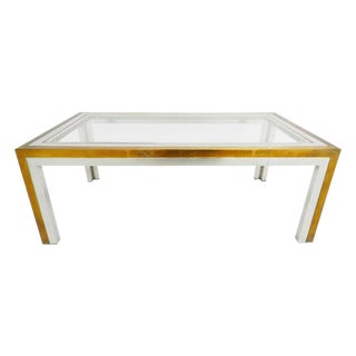 Chrome & Brass Coffee Table For Sale