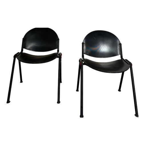Italian Modern Black Stackable Chairs from Lamm, Set of 2 For Sale