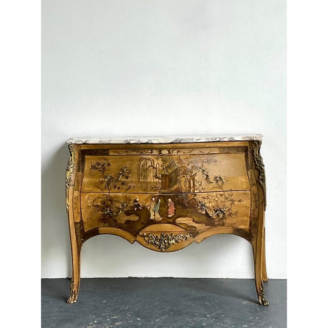 This exquisite antique Italian commode is a stunning testament to the enduring allure of Chinoiserie, dating from the late...