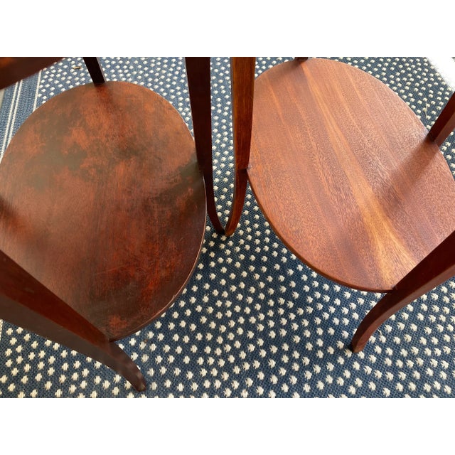 1940s Mersman Mid Century Mahogany Inlaid Wood Side Tables - Set of 2 For Sale - Image 11 of 12