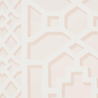 Schumacher Zanzibar Trellis Wallpaper in Blush For Sale
