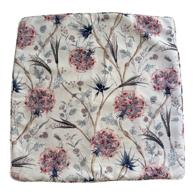 Zoffany Botanical Pink and Blue Patterned Pillow Cover For Sale