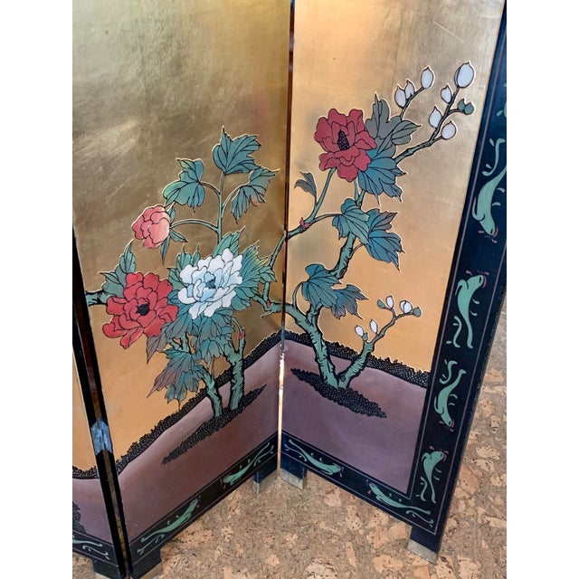 Vintage Asian Room Divider Screen With Gold Wash Chairish