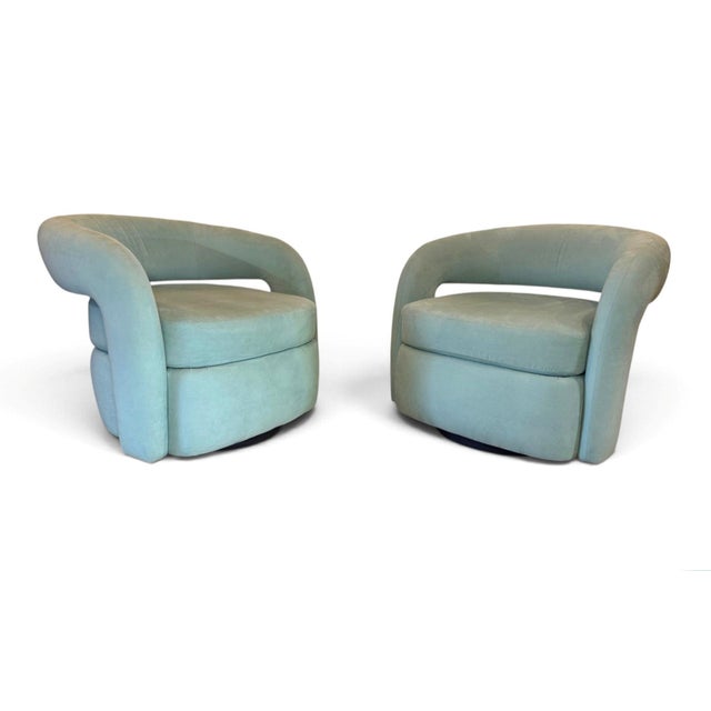 Weiman Signed Weiman Targa Swivel Chairs, a Pair For Sale - Image 4 of 17