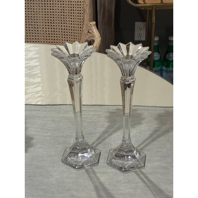 Traditional Mikasa Kings Court Excelsior Lead Crystal Candle Holders 10" - Pair For Sale - Image 3 of 6