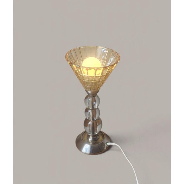 Modernist Lamp in Glass and Metal attributed to Jacques Adnet, 1950s For Sale - Image 13 of 17