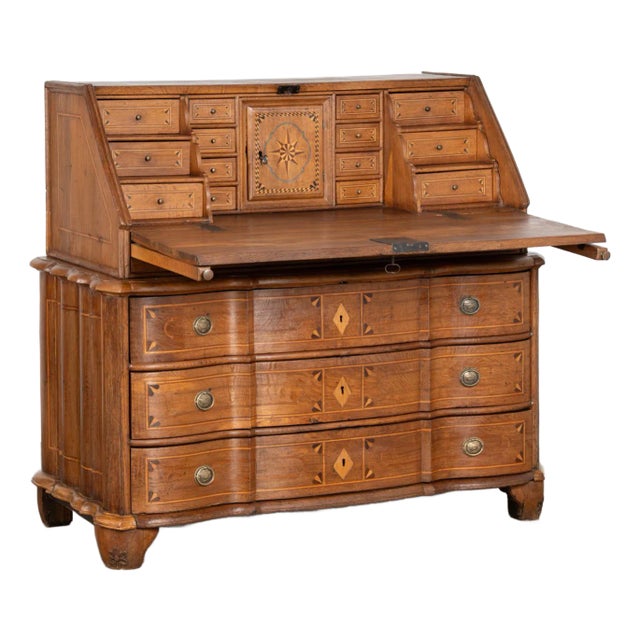 Early 19th Century Inlaid Oak Secretary Bureau From Denmark For Sale