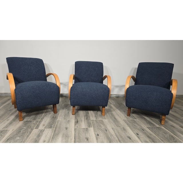 Mid-Century Modern Lounge Chairs by Jindrich Halabala, 1940s, Set of 3 For Sale - Image 3 of 15