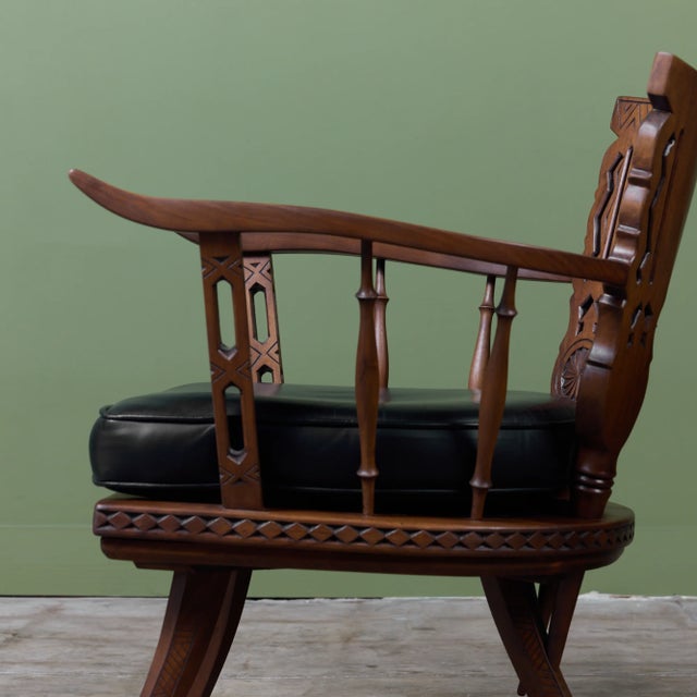 Pair of Carved Walnut Lounge Chairs in the Style of Ettore Zaccari For Sale - Image 11 of 16