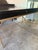 2010s Contemporary Black Writing Desk With Brass-Finish Metal Base For Sale - Image 5 of 5