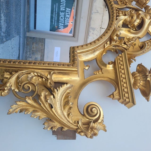 Large Mirror in Golden Wood, Tuscany, Mid-19th Century For Sale - Image 13 of 18