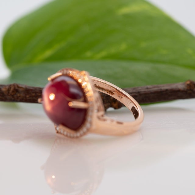12Ct Star Ruby Ring With Natural Diamond Accents: Solid 14k Gold, Size 6.75 For Sale - Image 9 of 9