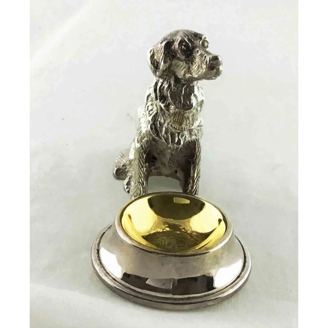 Silver 2000s Metal Retriever Dog With Dish Gilded Open Salt For Sale - Image 8 of 8